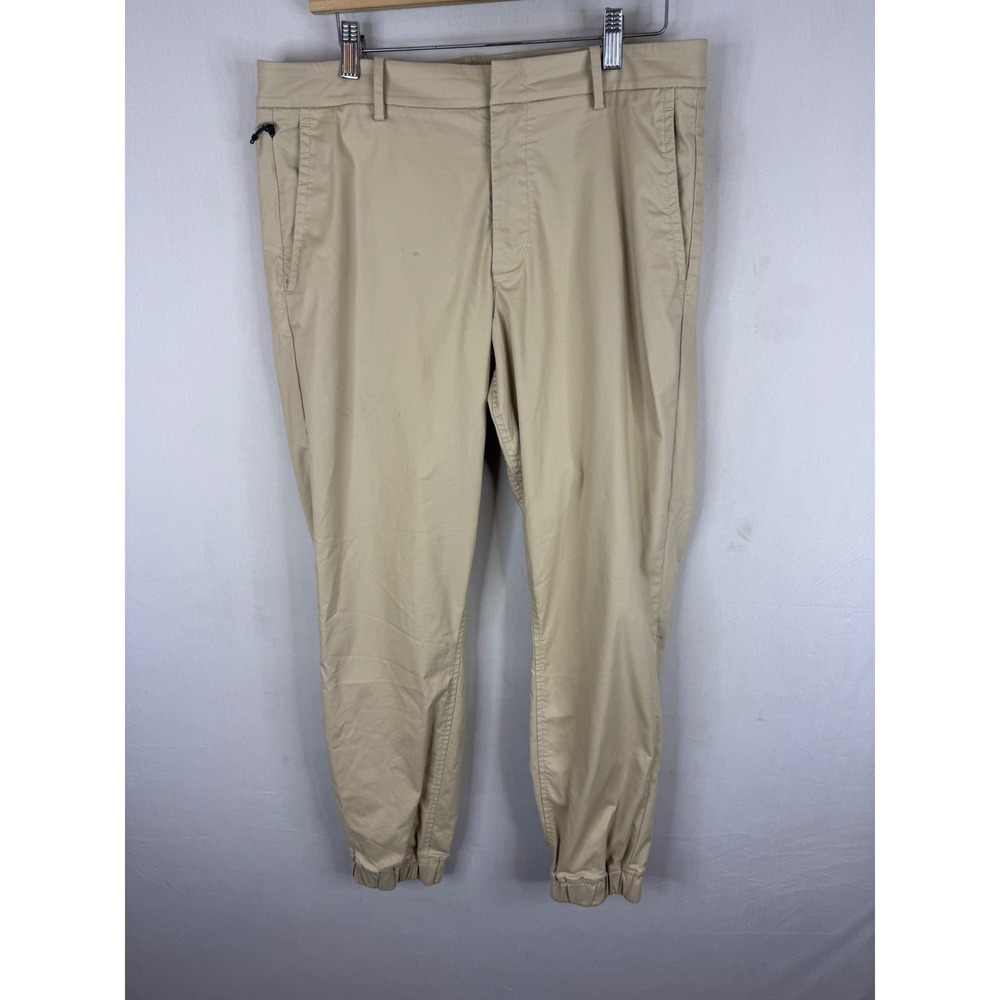 Kit and Ace Technical Jogger Pants Tan Khaki Stretch Commuter Tapered Mens 34x30